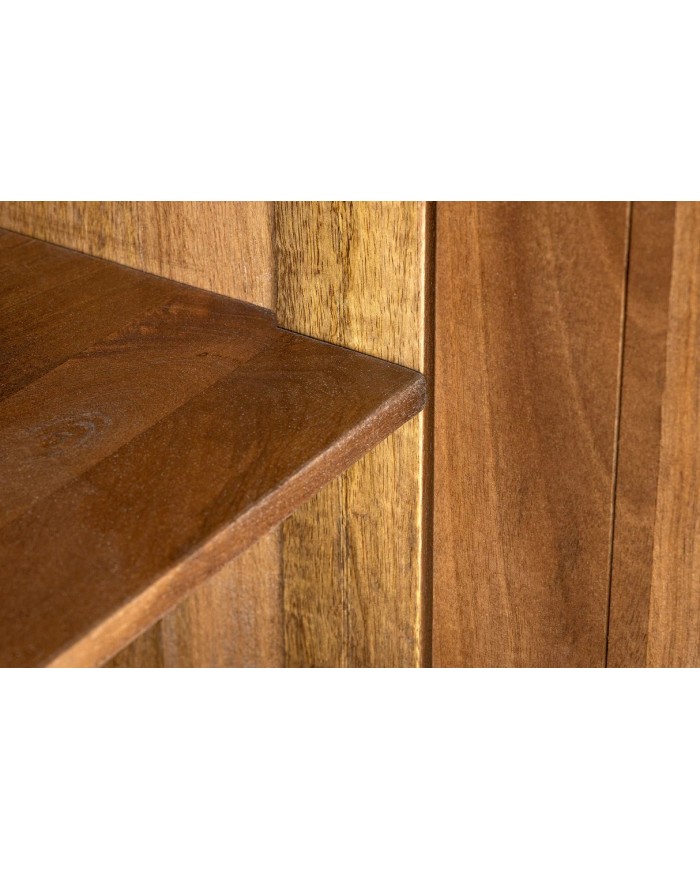 Commode 4 portes 170 cm avec reliefs 3D en bois de manguier marron fumé Neoforma