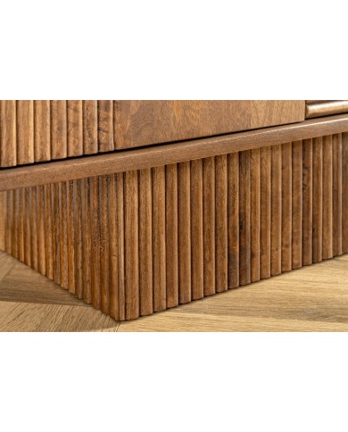 Commode 4 portes 170 cm avec reliefs 3D en bois de manguier marron fumé Neoforma