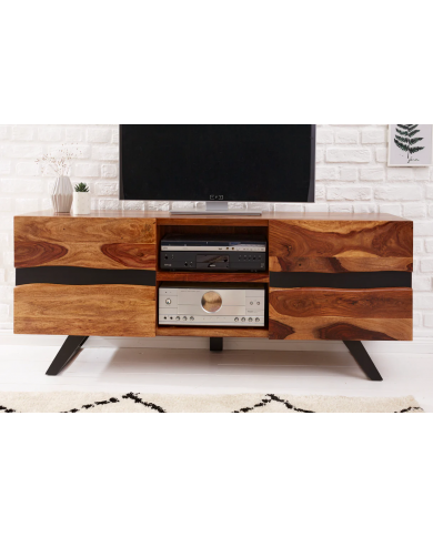 Meuble TV 2 portes 160 cm en bois massif de seesham & métal Sierra Wood