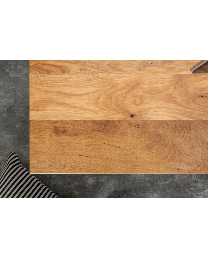 Meuble TV 2 troirs 160 cm en chêne massif sauvage & métal Oakline