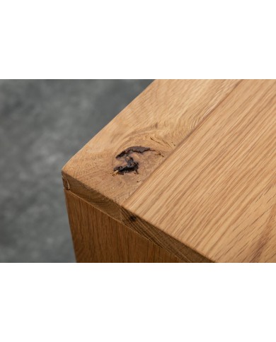 Meuble TV 2 troirs 160 cm en chêne massif sauvage & métal Oakline