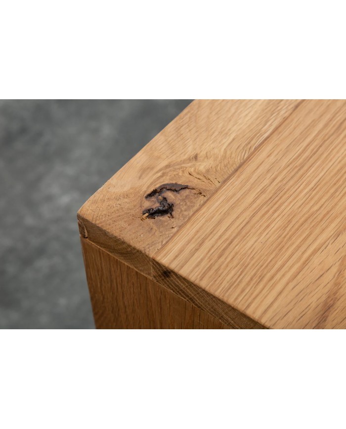 Meuble TV 2 troirs 160 cm en chêne massif sauvage & métal Oakline