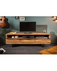 Meuble TV 3 tiroirs 160 cm en bois massif d'acacia miel & métal Acacia Line