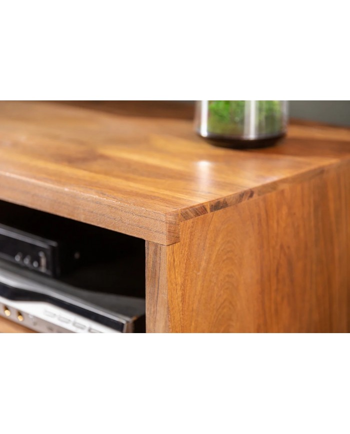 Meuble TV 3 tiroirs 160 cm en bois massif d'acacia miel & métal Acacia Line