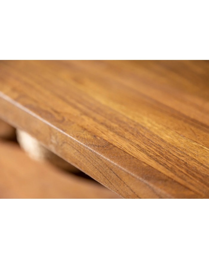 Meuble TV 3 tiroirs 160 cm en bois massif d'acacia miel & métal Acacia Line