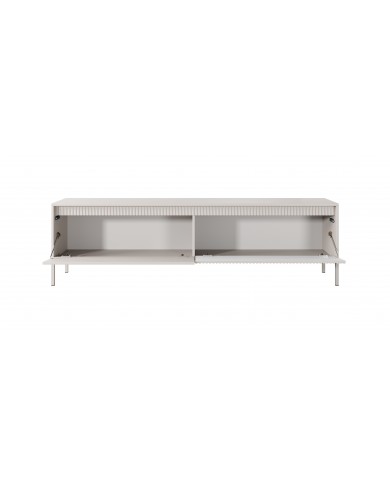 Meuble TV 2 portes Sculptural 187 cm avec façades rainurées beige LUXOR CREMA