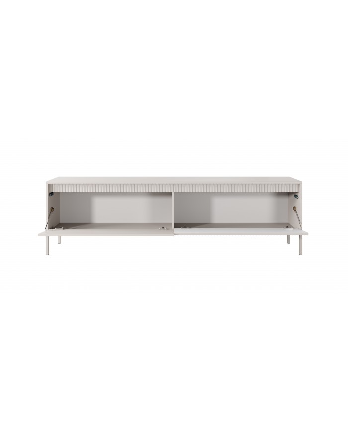 Meuble TV 2 portes Sculptural 187 cm avec façades rainurées beige LUXOR CREMA