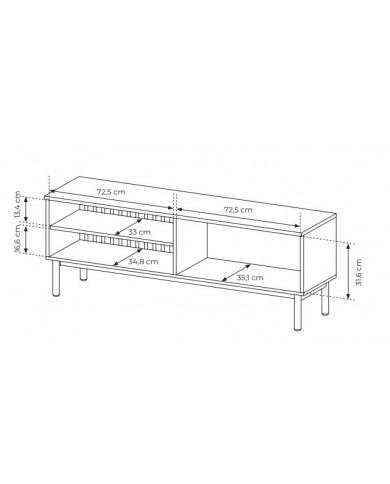 Meuble TV 2 portes 150 cm Design Sculptural avec Éclairage LEDs Intégrées VERTIGO NOIR