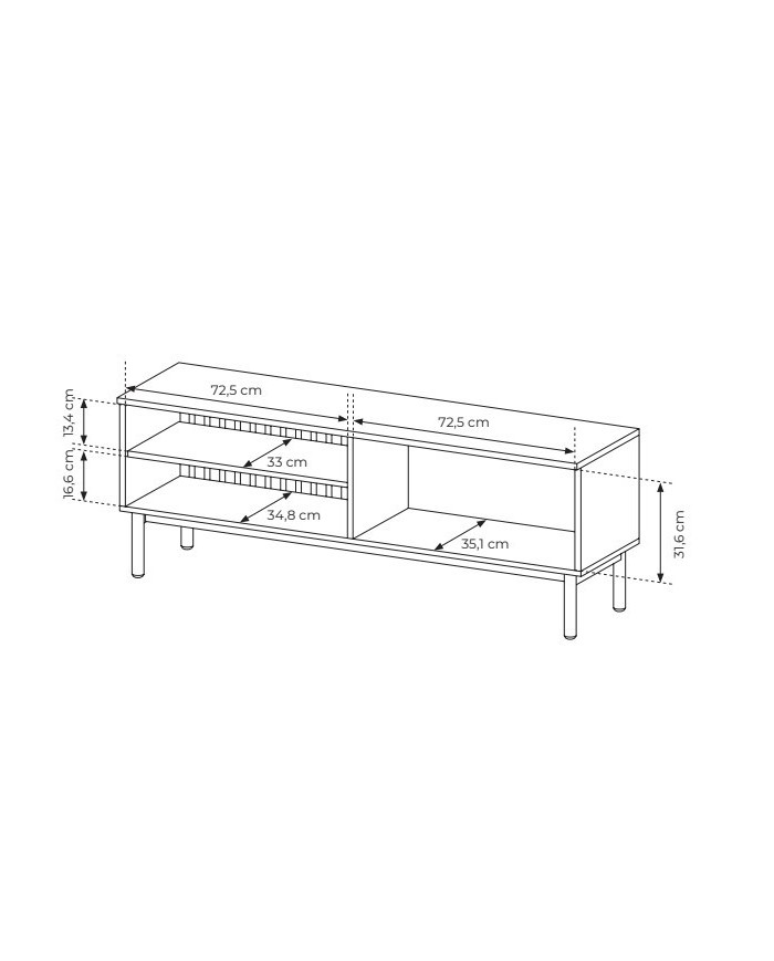 Meuble TV 2 portes 150 cm Design Sculptural avec Éclairage LEDs Intégrées VERTIGO NOIR