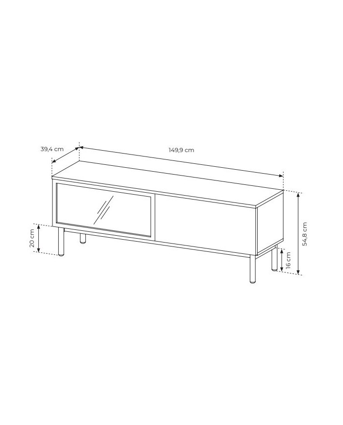 Meuble TV 2 portes 150 cm Design Sculptural avec Éclairage LEDs Intégrées VERTIGO NOIR