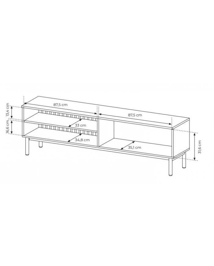 Meuble TV 2 portes 180 cm Design Sculptural avec Éclairage LEDs Intégrées VERTIGO NOIR