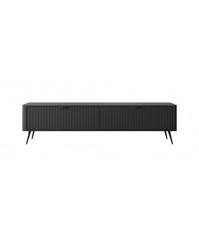 Meuble TV 1 porte 200 cm Design Sculptural & Chic Moderne noir ALVORA GOLD BLACK