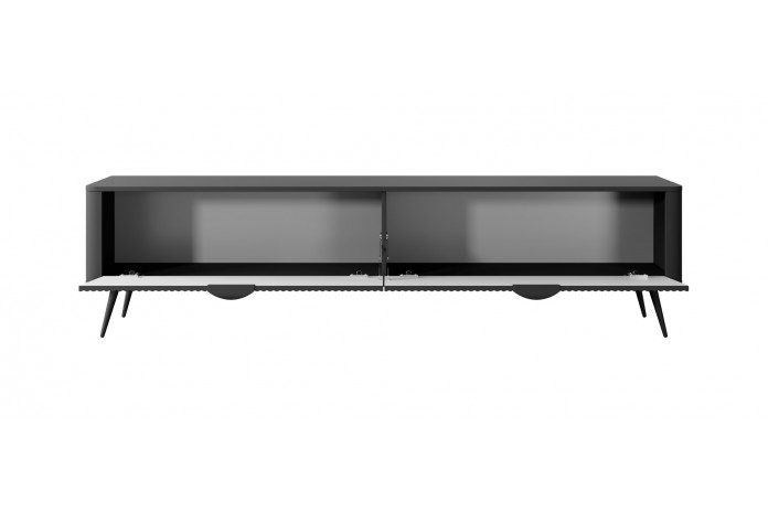 Meuble TV 1 porte 200 cm Design Sculptural & Chic Moderne noir ALVORA GOLD BLACK