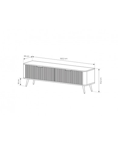 Meuble TV 1 porte 163 cm Design Sculptural & Chic Moderne ALVORA GOLD BLACK