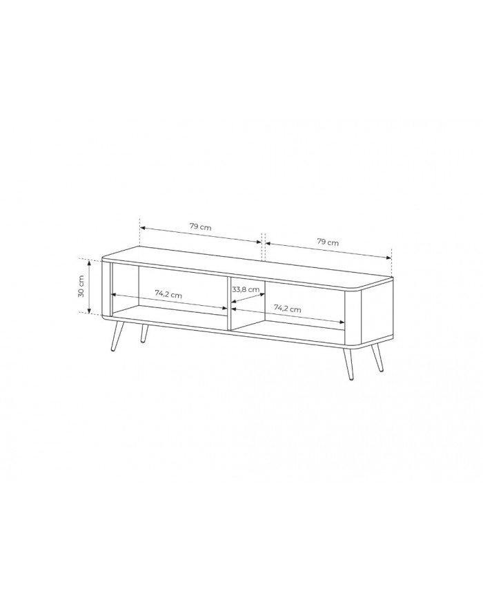 Meuble TV 1 porte 163 cm Design Sculptural & Chic Moderne ALVORA GOLD BLACK
