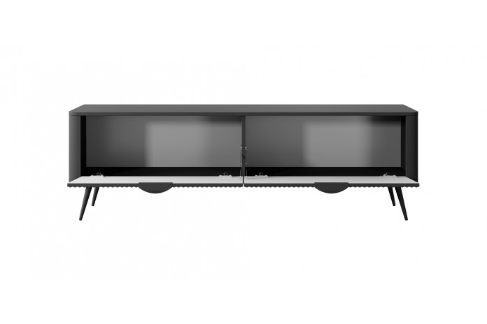 Meuble TV 1 porte 163 cm Design Sculptural & Chic Moderne ALVORA GOLD BLACK
