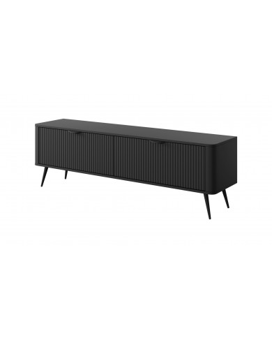 Meuble TV 1 porte 163 cm Design Sculptural & Chic Moderne ALVORA GOLD BLACK