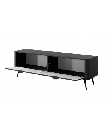 Meuble TV 1 porte 163 cm Design Sculptural & Chic Moderne ALVORA GOLD BLACK