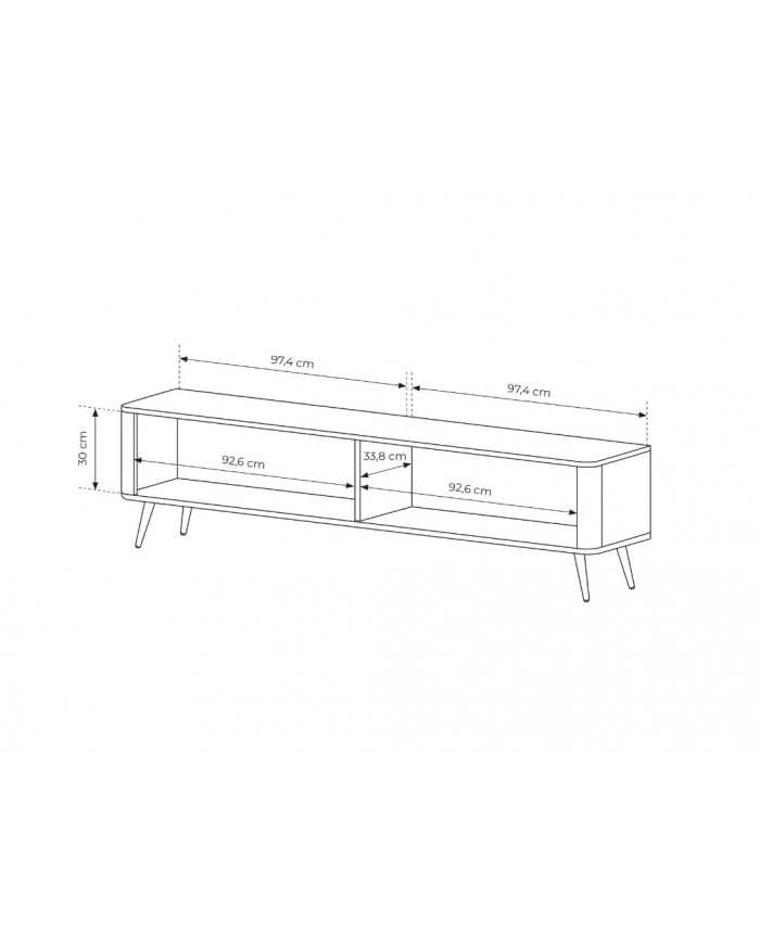 Meuble TV 1 porte 200 cm Design Sculptural & Chic Moderne sable du desert ALVORA GOLD