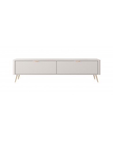 Meuble TV 1 porte 200 cm Design Sculptural & Chic Moderne sable du desert ALVORA GOLD