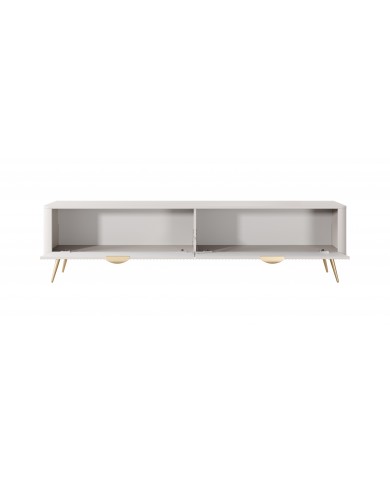 Meuble TV 1 porte 200 cm Design Sculptural & Chic Moderne sable du desert ALVORA GOLD