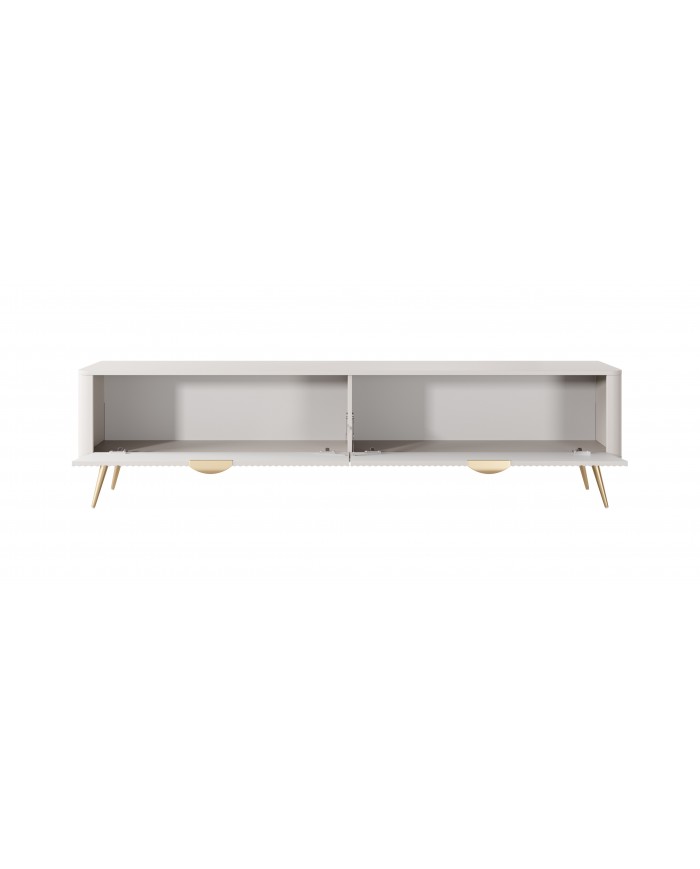Meuble TV 1 porte 200 cm Design Sculptural & Chic Moderne sable du desert ALVORA GOLD