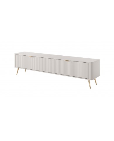 Meuble TV 1 porte 200 cm Design Sculptural & Chic Moderne sable du desert ALVORA GOLD
