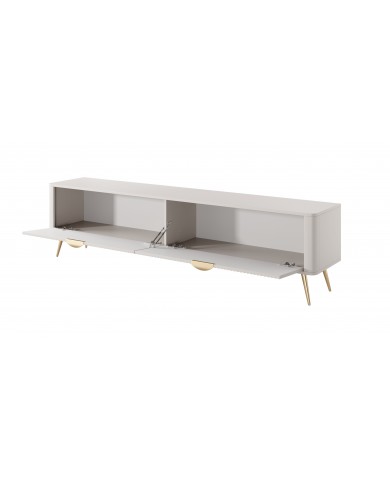 Meuble TV 1 porte 200 cm Design Sculptural & Chic Moderne sable du desert ALVORA GOLD