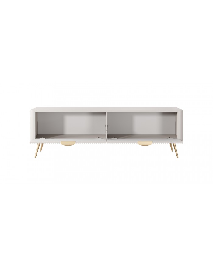 Meuble TV 1 porte 163 cm Design Sculptural & Chic Moderne sable du désert ALVORA GOLD
