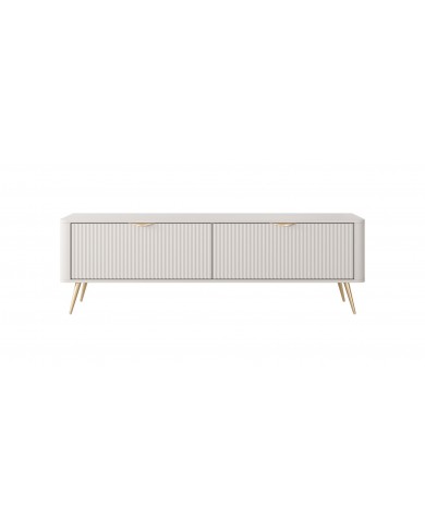 Meuble TV 1 porte 163 cm Design Sculptural & Chic Moderne sable du désert ALVORA GOLD