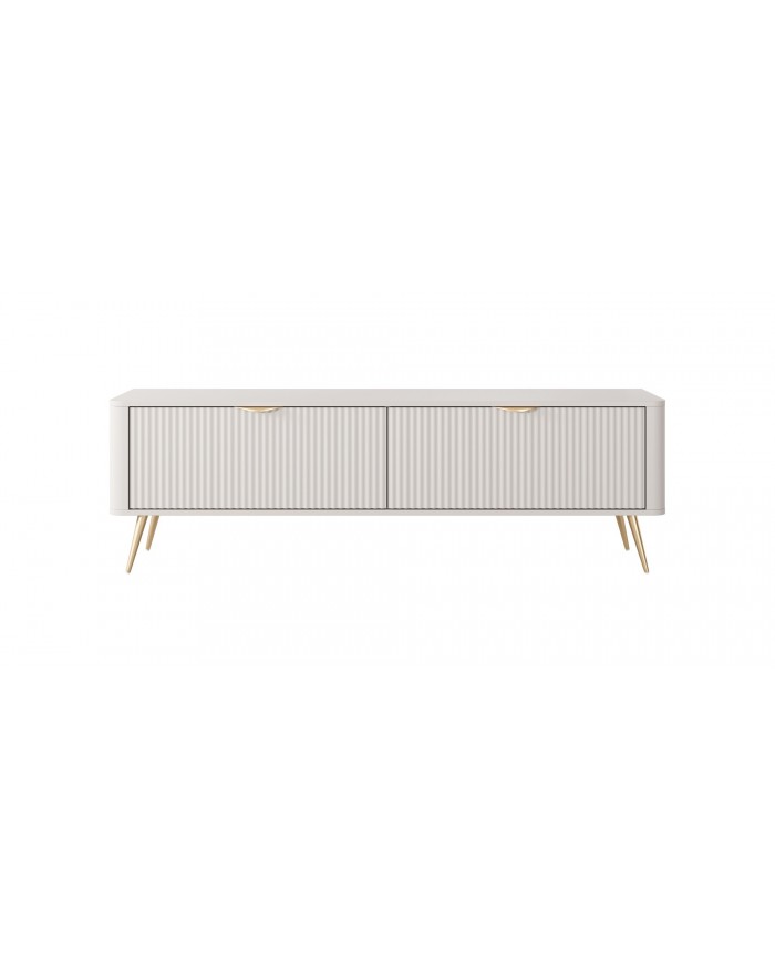 Meuble TV 1 porte 163 cm Design Sculptural & Chic Moderne sable du désert ALVORA GOLD