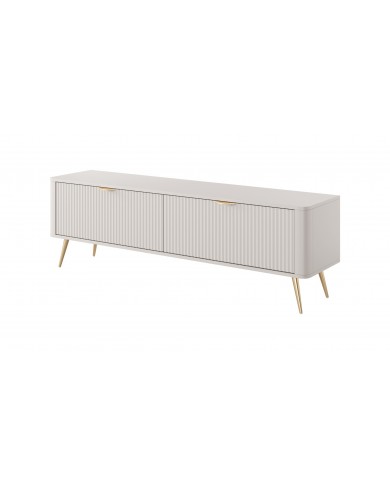 Meuble TV 1 porte 163 cm Design Sculptural & Chic Moderne sable du désert ALVORA GOLD