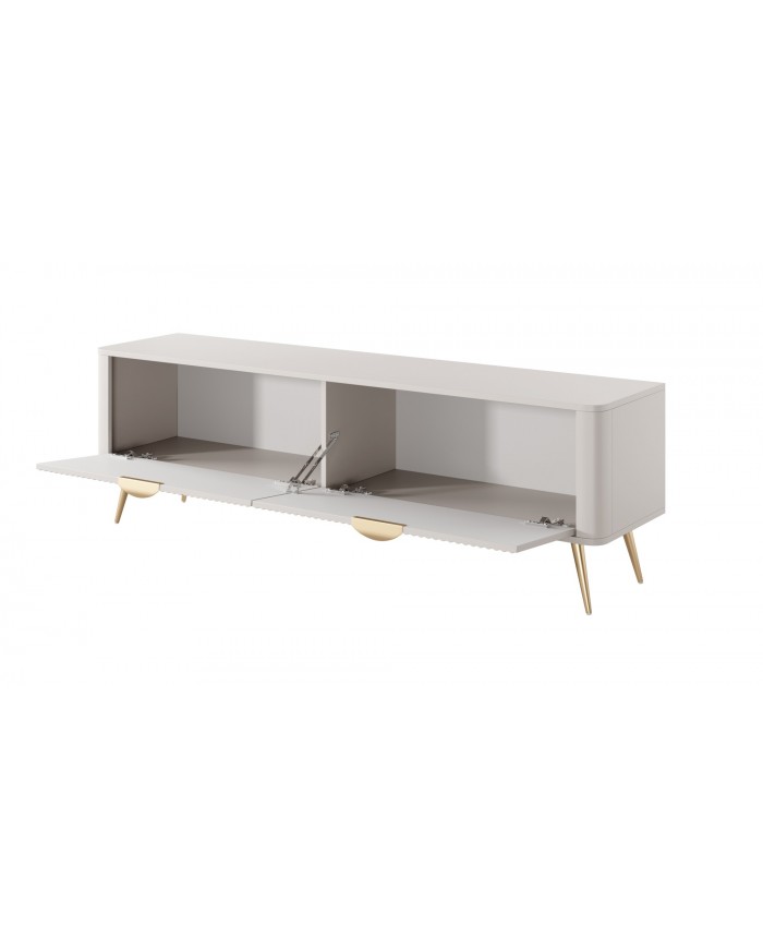 Meuble TV 1 porte 163 cm Design Sculptural & Chic Moderne sable du désert ALVORA GOLD