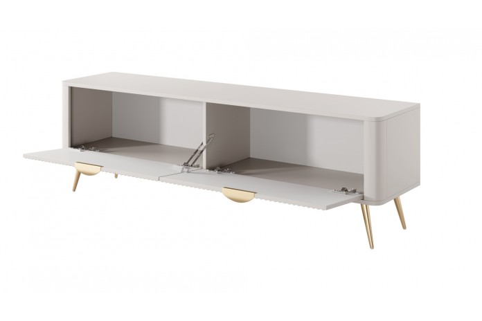 Meuble TV 1 porte 163 cm Design Sculptural & Chic Moderne sable du désert ALVORA GOLD