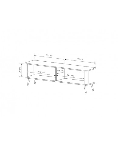 Meuble TV 1 porte 163 cm Design Sculptural & Chic Moderne sable du désert ALVORA GOLD