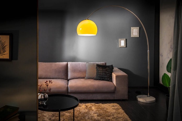 Lampadaire ajustable 175-205 cm orange avec base en marbre BIG BOW