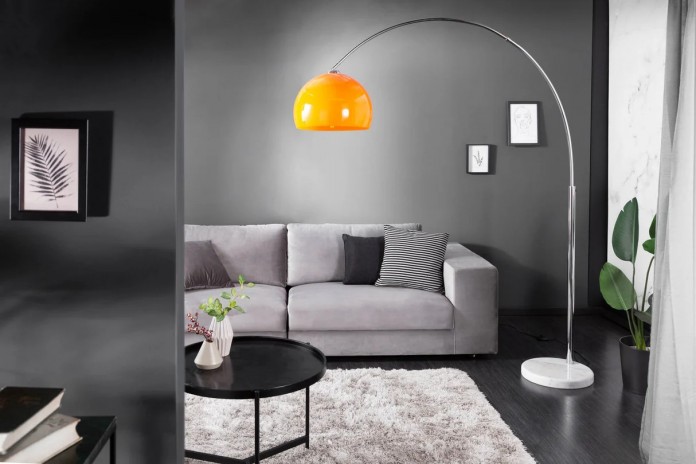Lampadaire ajustable 175-205 cm orange avec base en marbre BIG BOW
