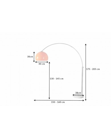 Lampadaire ajustable 175-205 cm orange avec base en marbre BIG BOW