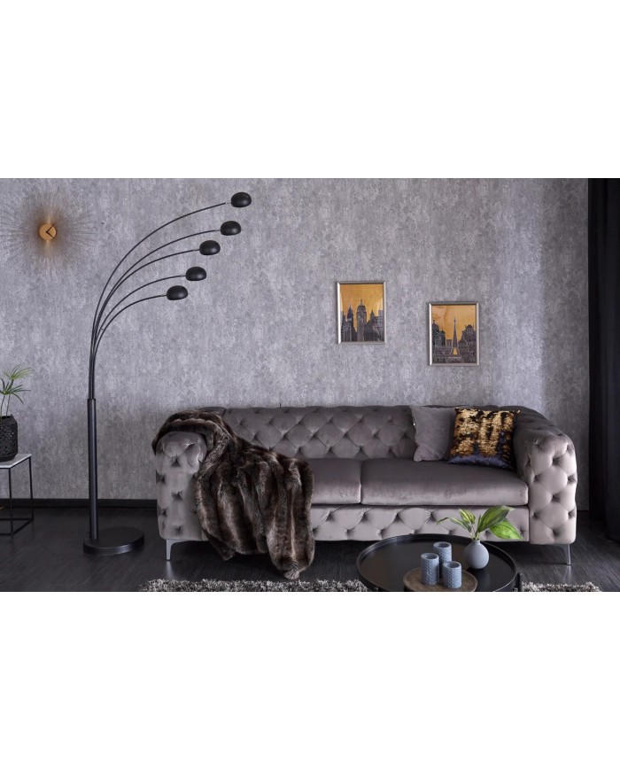 Lampadaire avec 5 bras orientables 205 cm noir doré avec base en marbre FIVE LIGHTS