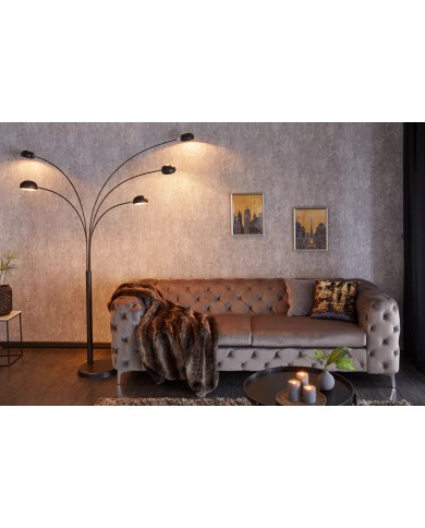 Lampadaire avec 5 bras orientables 205 cm noir doré avec base en marbre FIVE LIGHTS