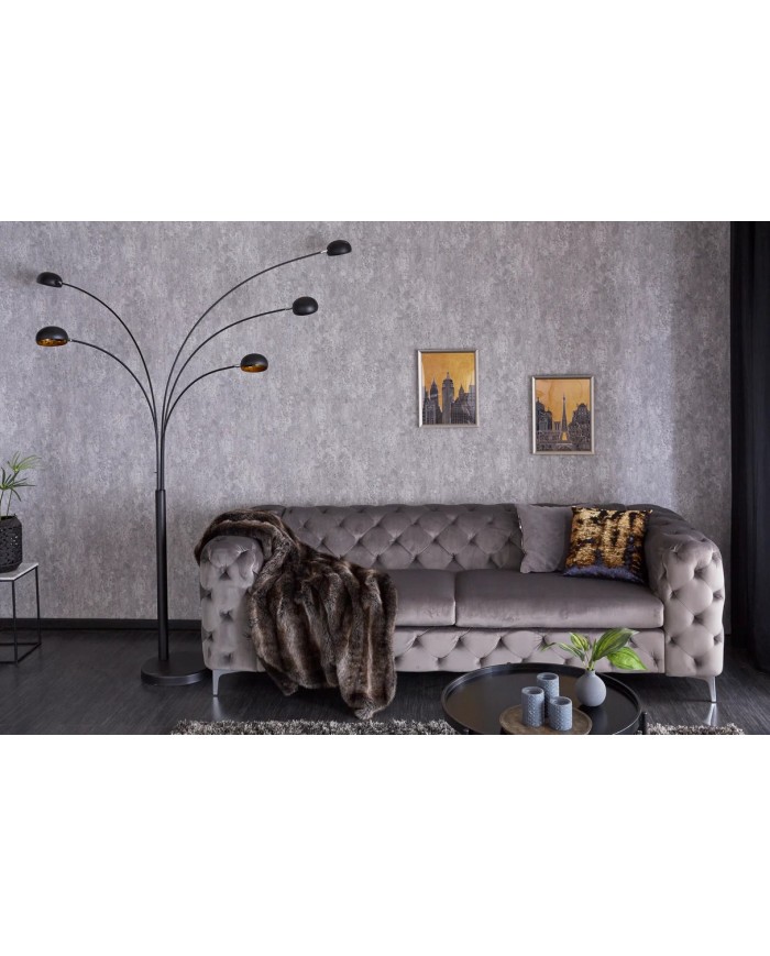 Lampadaire avec 5 bras orientables 205 cm noir doré avec base en marbre FIVE LIGHTS