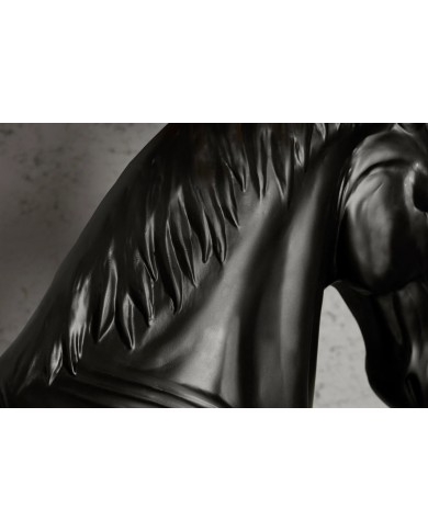 Lampadaire Sculpture Cheval Noir & Abat‑jour Doré 130 cm DARK HORSE