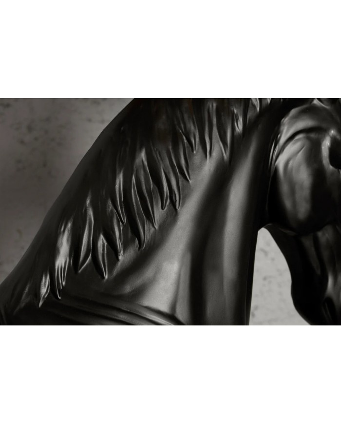 Lampadaire Sculpture Cheval Noir & Abat‑jour Doré 130 cm DARK HORSE