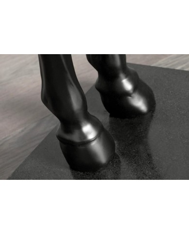 Lampadaire Sculpture Cheval Noir & Abat‑jour Doré 130 cm DARK HORSE