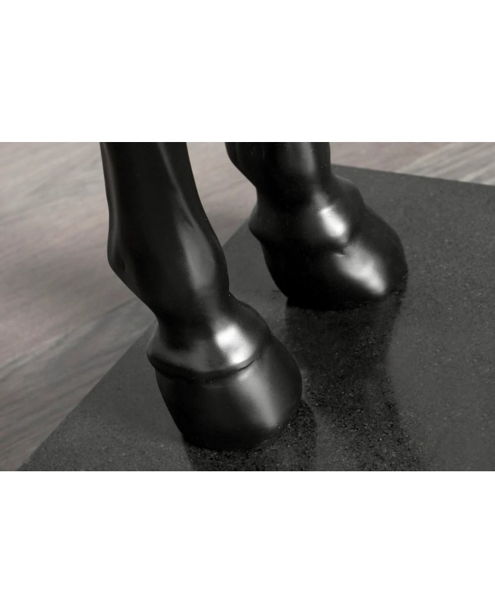Lampadaire Sculpture Cheval Noir & Abat‑jour Doré 130 cm DARK HORSE