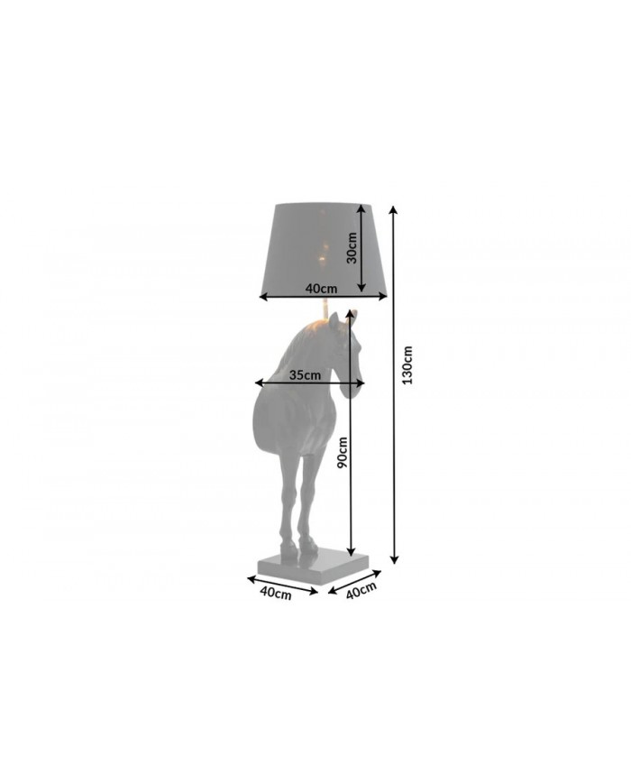 Lampadaire Sculpture Cheval Noir & Abat‑jour Doré 130 cm DARK HORSE