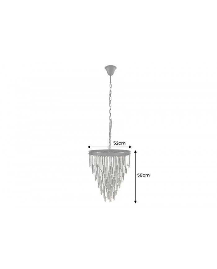 Lustre Fer noir & prismes en verre gris fumé Ø50 cm CRYSTALIGN