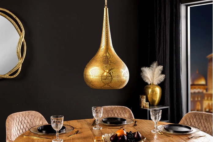 Lampe suspendue métal doré fait main Ø50 cm ORIENTAL LIVING