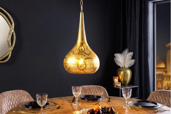 Lampe suspendue métal doré fait main Ø50 cm ORIENTAL LIVING