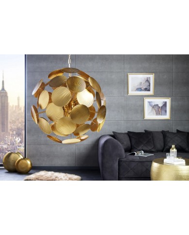 Lampe suspendue pétales métal doré design 63 cm INFINITY